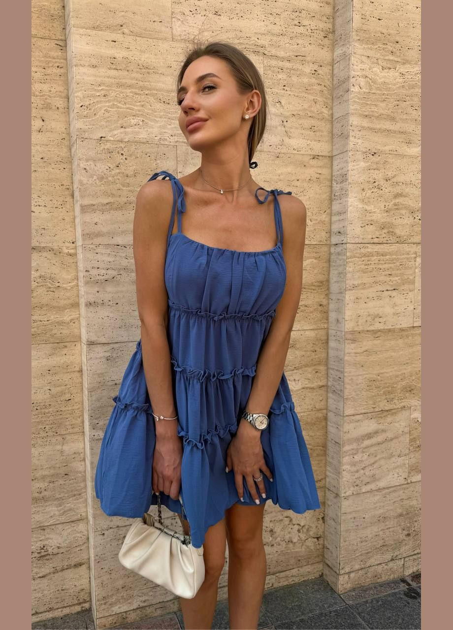 Блакитна повсякденний сукня DK/DL Мода без кордонів однотонна