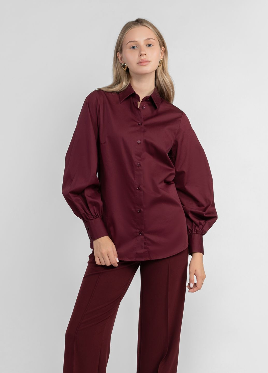 Бордовая рубашка однотонная Arber