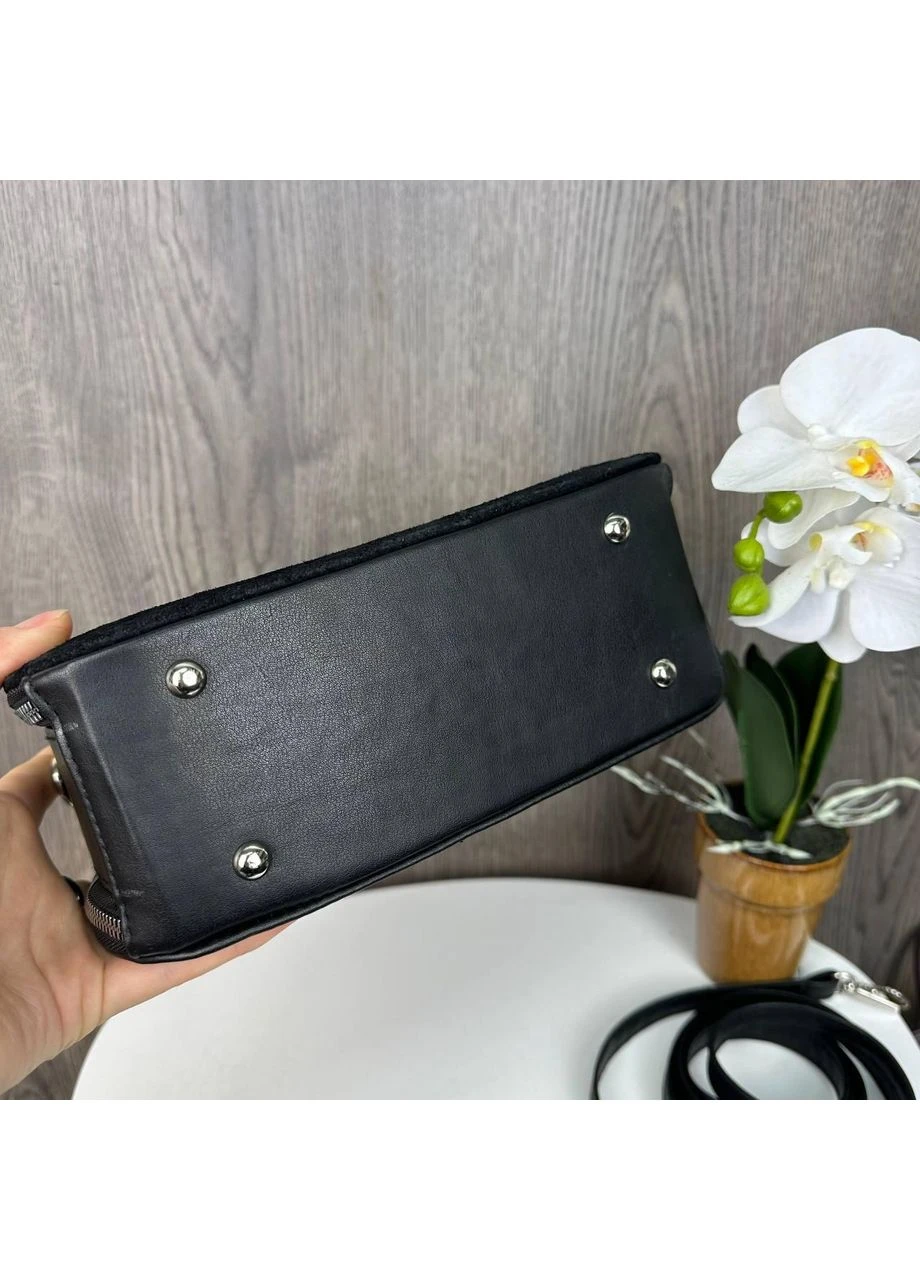 Женская замшевая сумка клатч на плечо стиль ZARA черная, мини сумочка натуральная замша Зара No Brand (393665286)