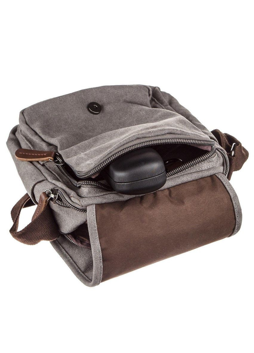 Універсальна текстильна чоловіча сумка на два відділення 20198 Сіра Vintage (329150144)