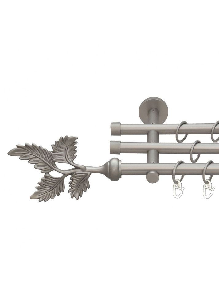 Карниз Папороть металлический трехрядный цилиндр (20 см) гладкая труба Сатин 16\16\16 мм 240 см (6099533) ORVIT (300798433)