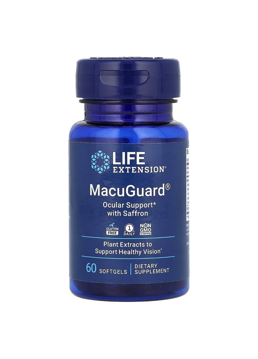 Підтримка Зору з Шафраном, MacuGuard, Ocular Support with Saffron,, 60 Гелевих Капсул Life Extension (326055350)