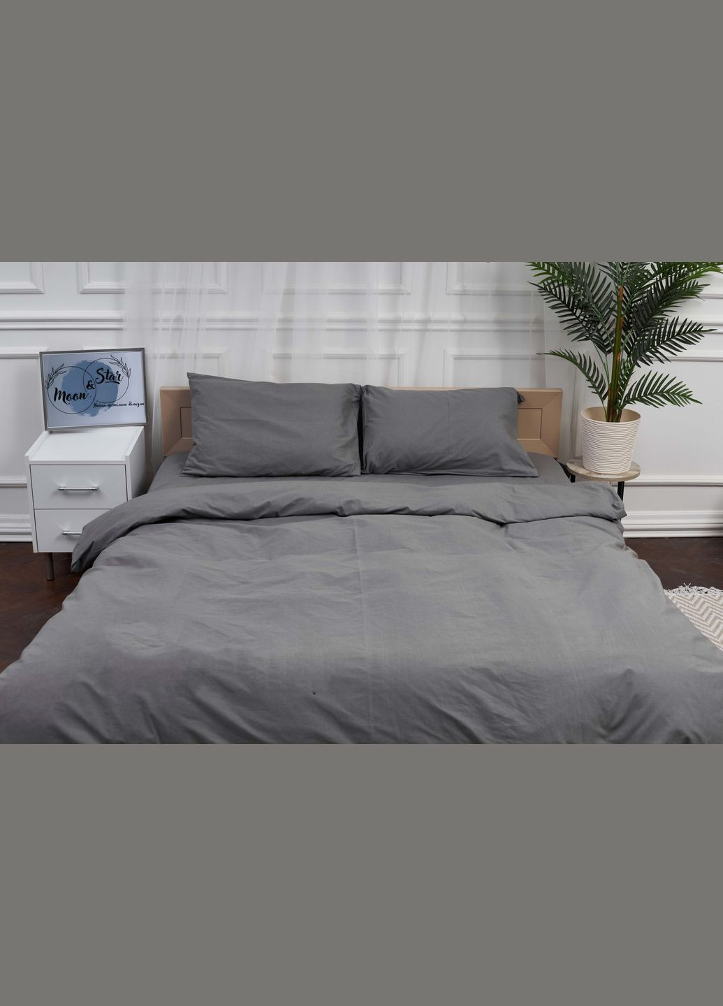 Комплект постельного белья полуторный евро 160х220 наволочки 4х70х70 Бязь Gold Люкс (MS-820001137) Moon&Star Gray (285717923)