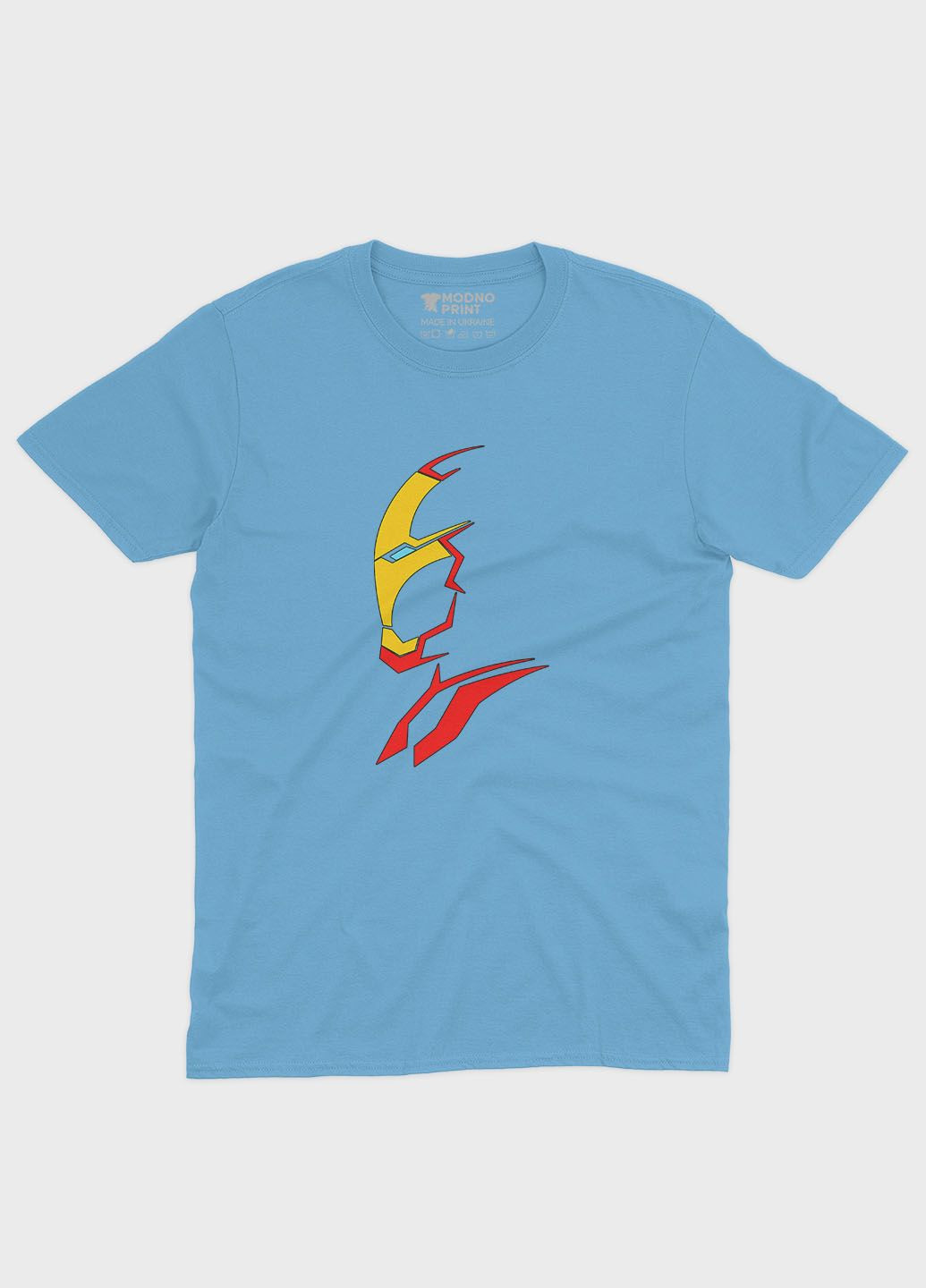 Блакитна демісезонна футболка для дівчинки з принтом супергероя - залізна людина (ts001-1-lbl-006-016-020-g) Modno