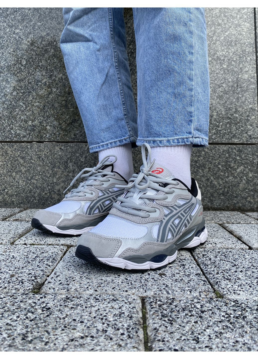 Серые демисезонные кроссовки мужские asics gel-nyc grey асикс гель нюк No Brand