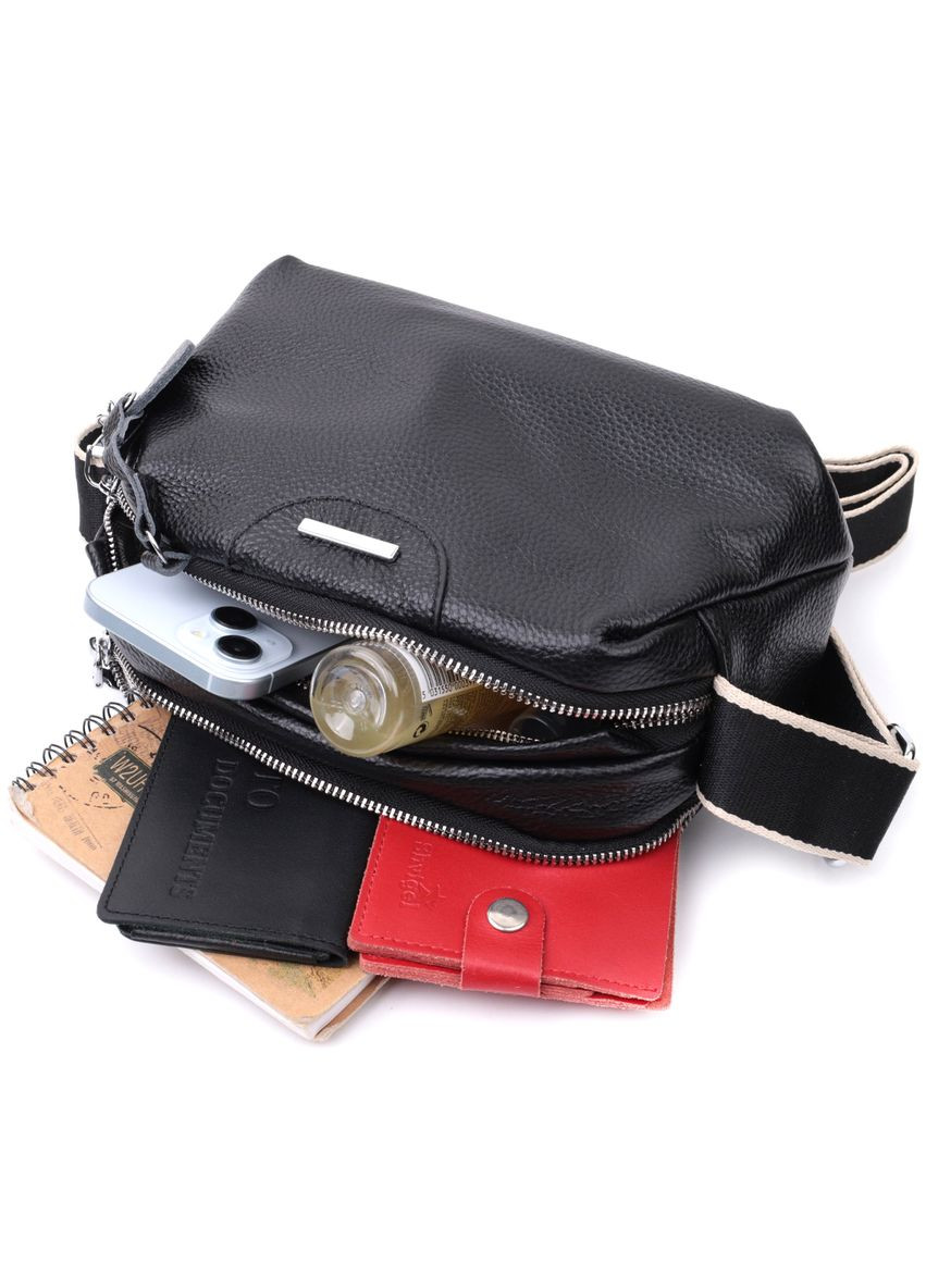 Сумка через плечо женская на два отделения кожаная 22592 Черный Vintage (302009076)