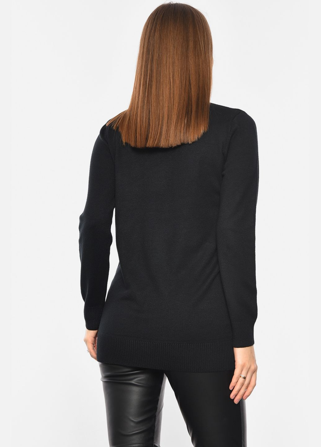 Чорний демісезонний светр жіночий акриловий чорного кольору пуловер Let's Shop