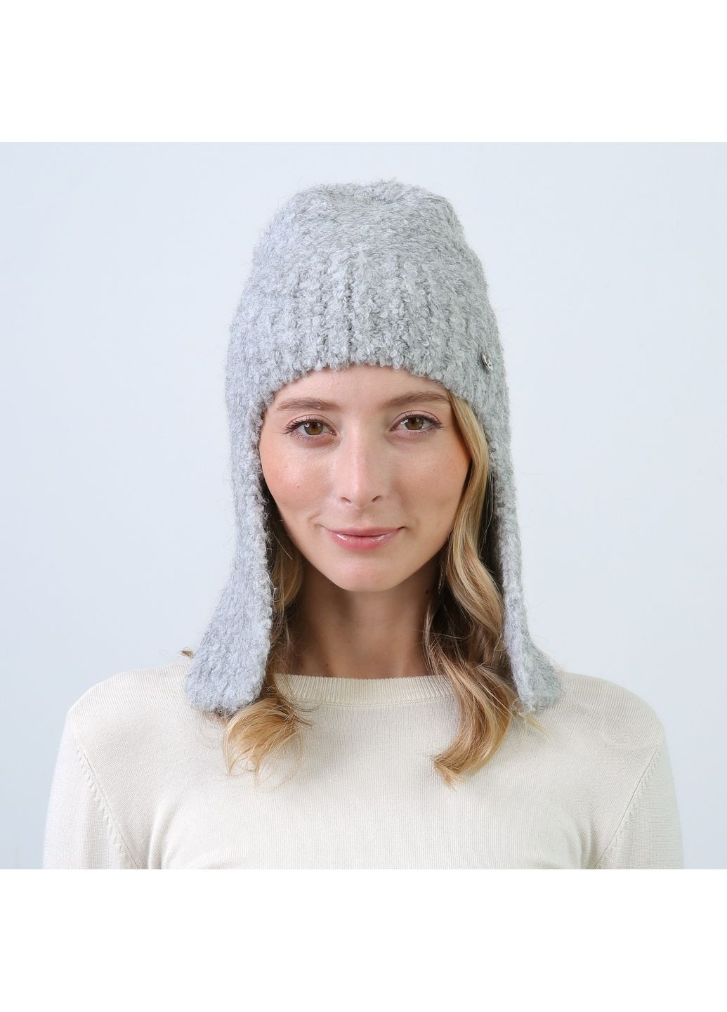 Шапка вушанка жіноча вовна сіра ГНАТА LuckyLOOK 843-554 (350197135)