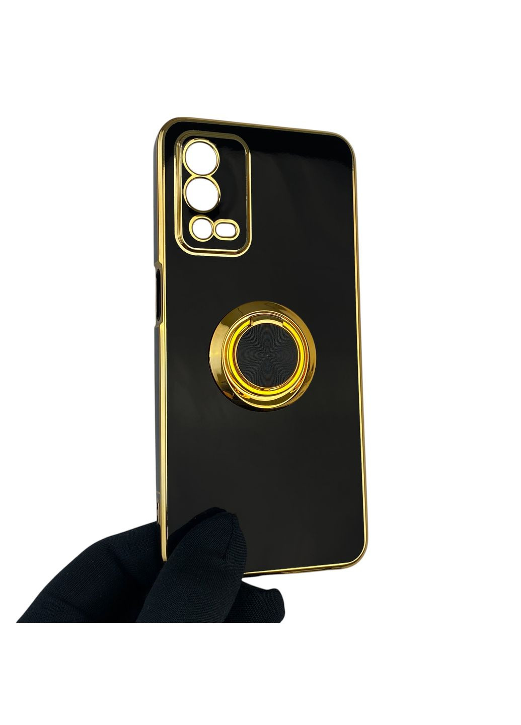 Чехол для A55 4G с кольцом-подставкой с золотой окантовкой на оппо а55 черный gs1 Oppo (366235191)