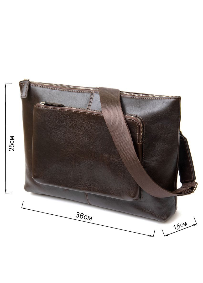 Шкіряна сумка для ноутбука з кишенями через коричневе плече (sku_11438) No Brand (328922724)