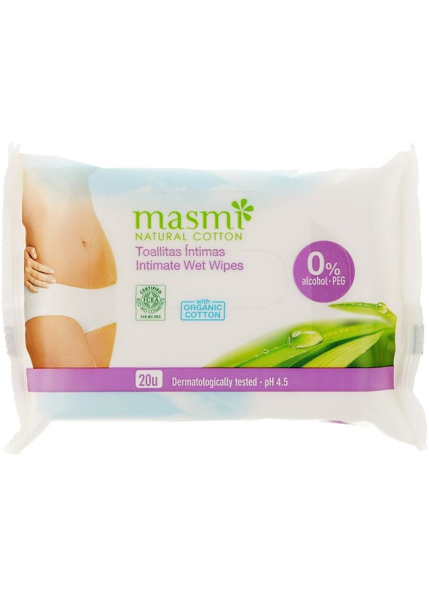 Влажные косметические салфетки для интимной гигиены Natural Cotton 20шт (367637-27531) Masmi (368666587)