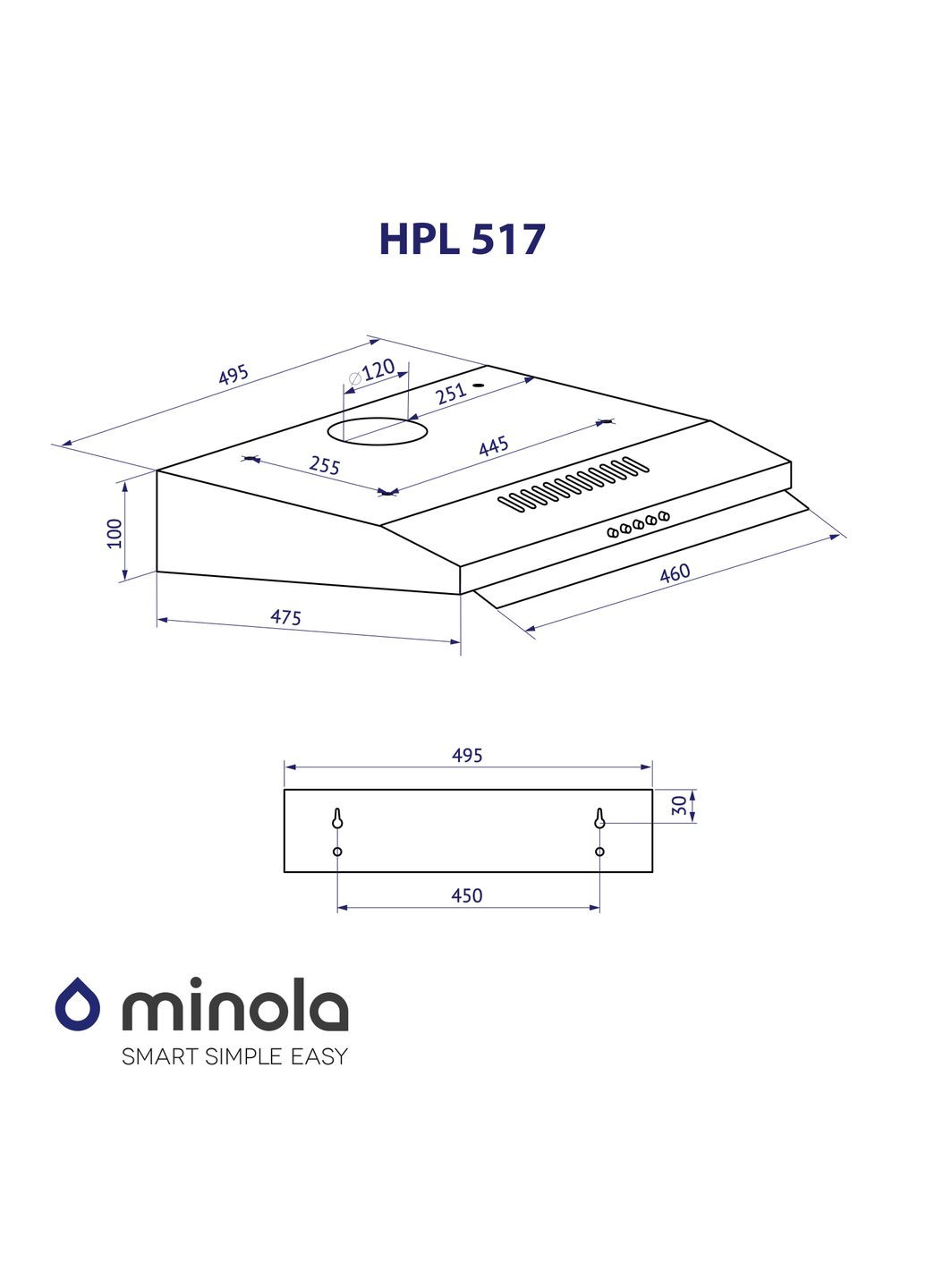 Вытяжка HPL 517 BL MINOLA (360608223)