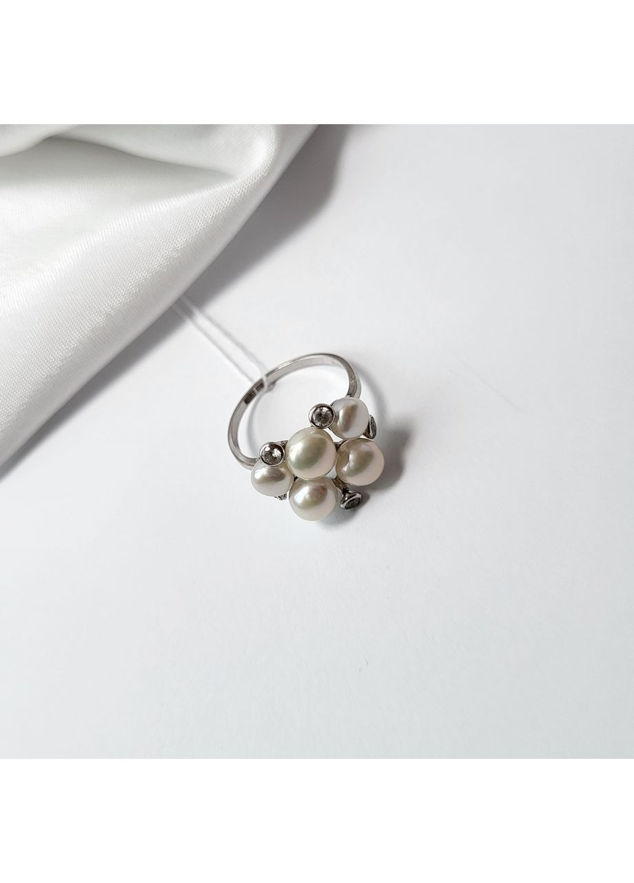 Серебряное кольцо с Белым Жемчугом размер серебро 925 пробы Родированное 917к 4.19г No Brand (351851432)