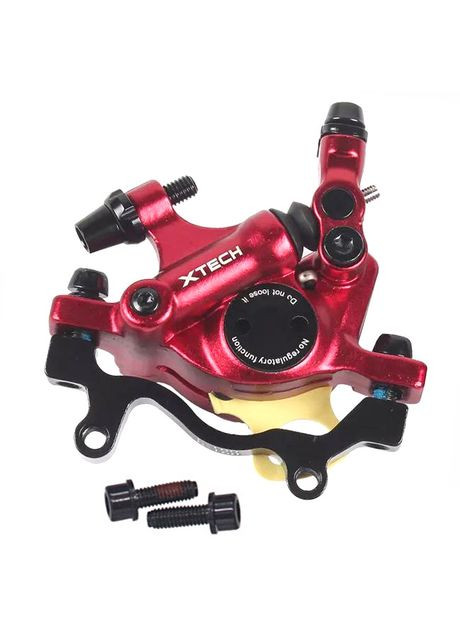 Тормоз дисковый гидравлический с механическим приводом, XTECH HB-100 (передний 180 мм) красный Zoom (366300503)