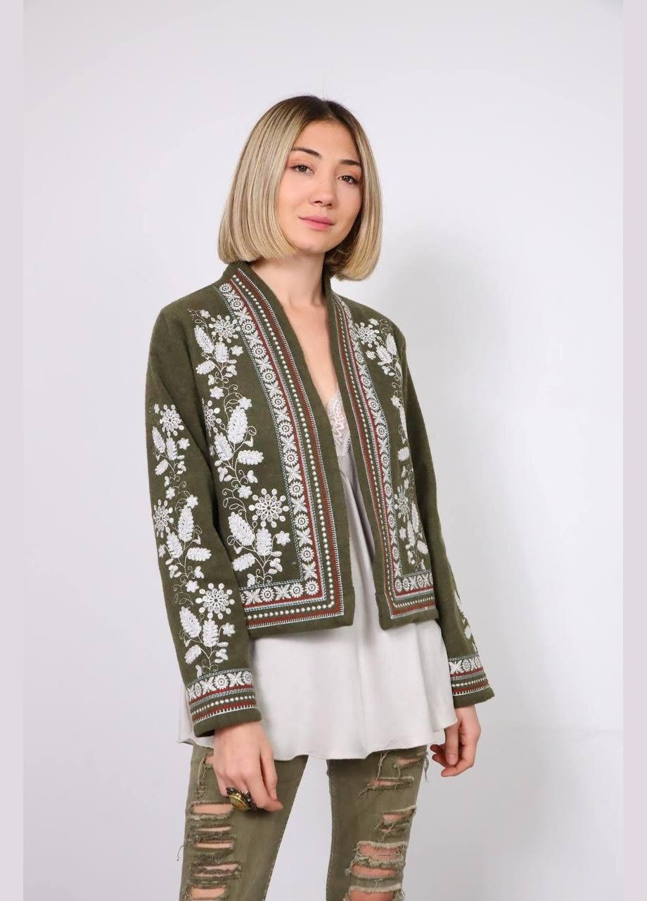 Жіноча вишиванка-жакет Смерека зелена ESQ 5097 (303899006)