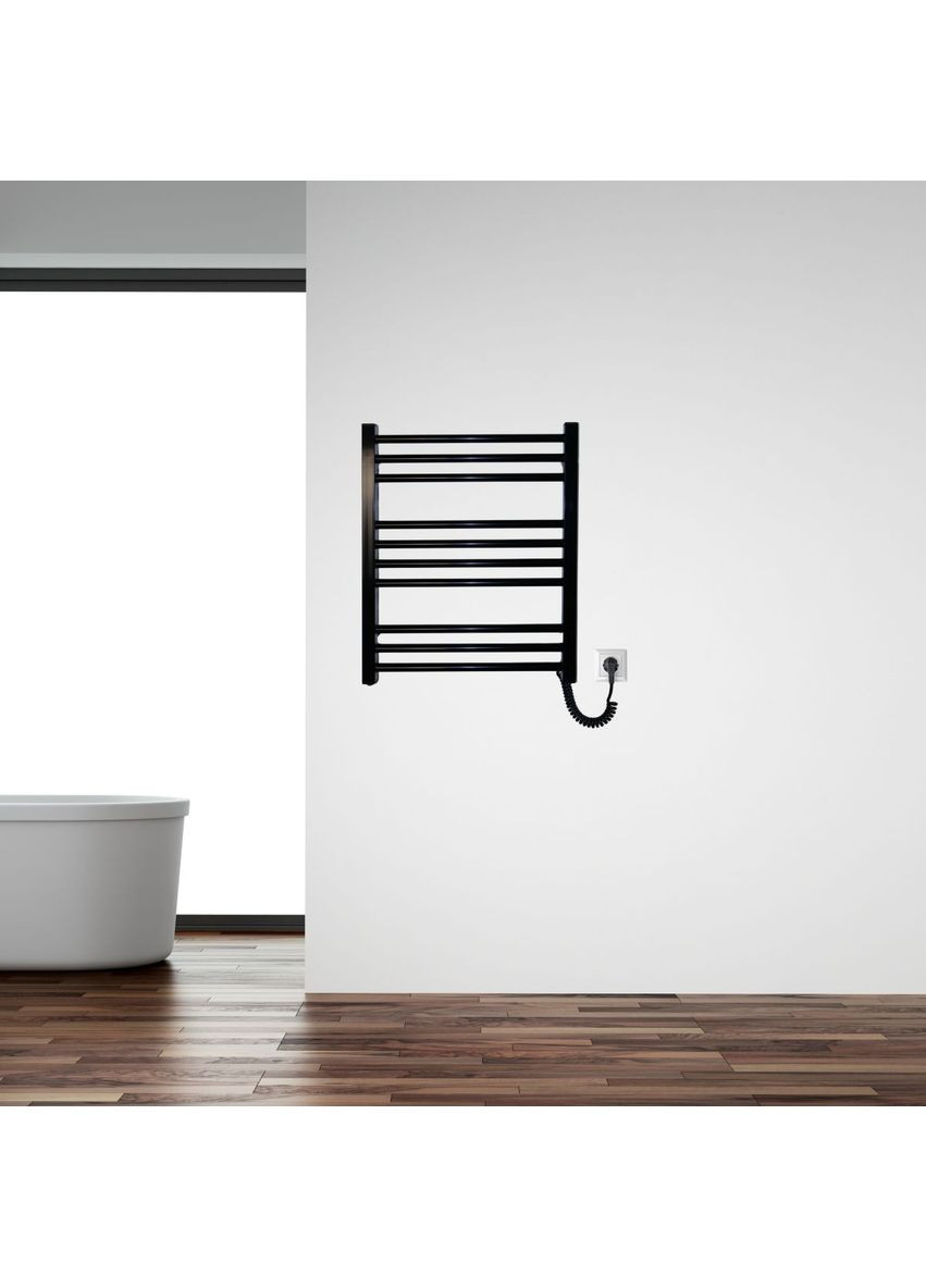 Рушникосушарка електрична з кнопкою Чорний глянець 590*490 Carino ARIANNA (367604565)