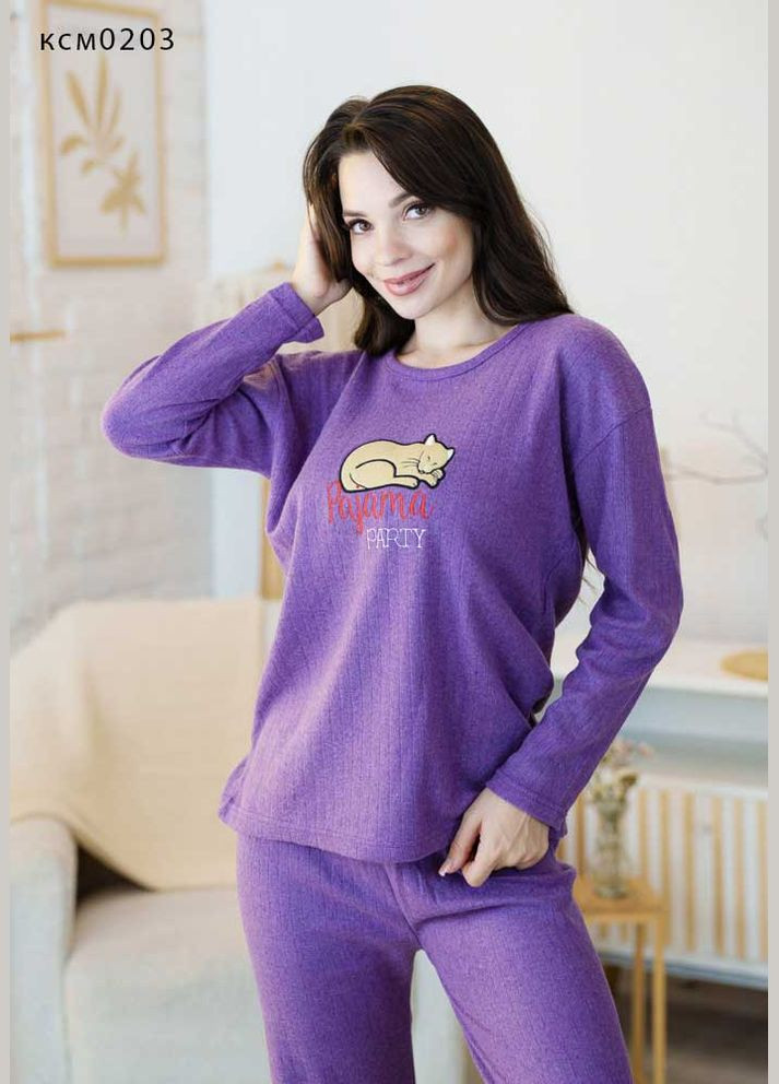 Бесцветная женская теплая мягкая пижама KSM