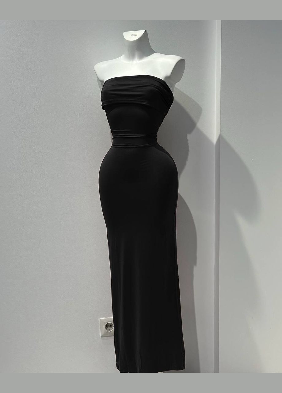 Черное праздничный, вечернее платье с открытой спиной силуэтная Avanti однотонное