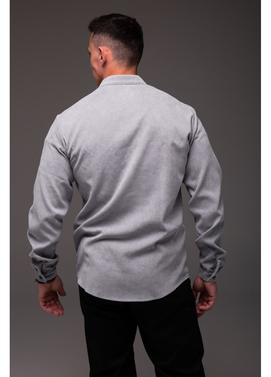 Чоловіча світло-сіра сорочка вельвет Stylish Touch (355429185)