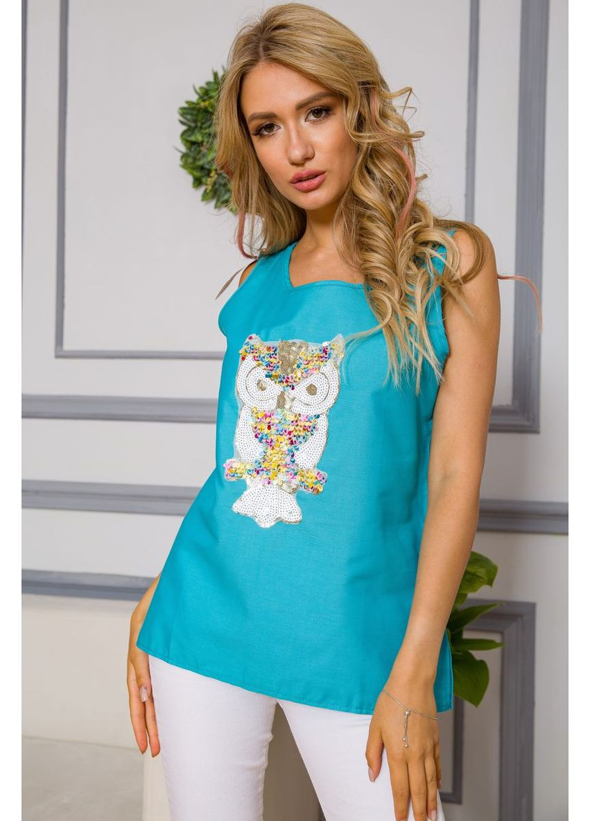 Майка женская, мятного цвета с пайетками, 172R204 Ager — 358886892