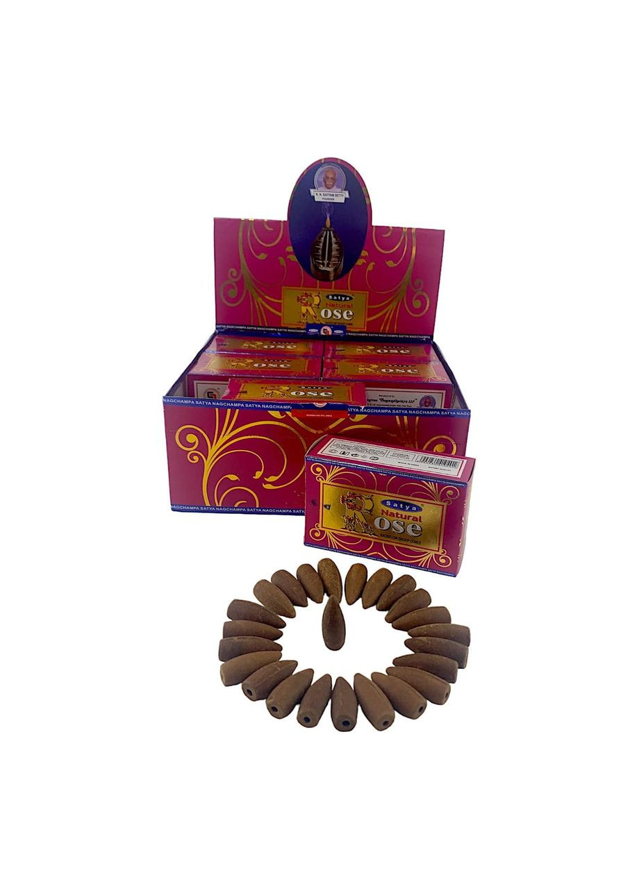 Natural Rose Backflow Cones (Троянда)( ) 24 конуса в упаковці Satya (317309018)