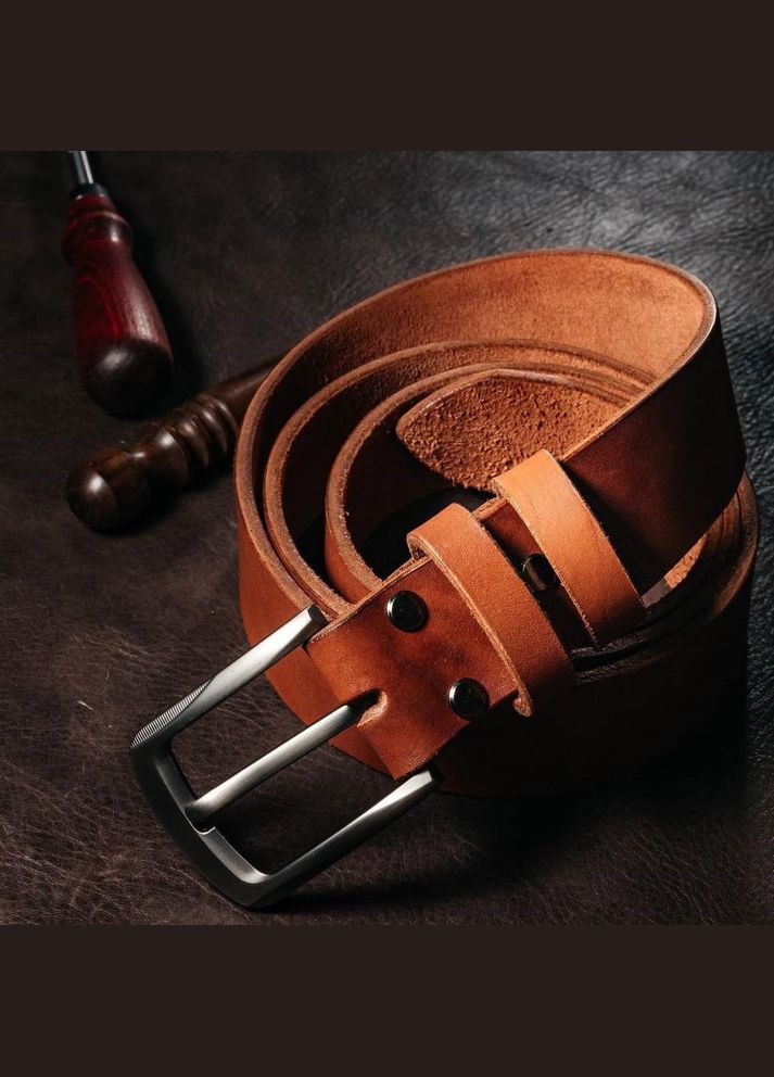 Чоловічий ремінь ручної роботи, Ремінь з натуральної шкіри з тисненням Герб, Кожаний пояс з класичною пряжкою Коричнєвий No Brand (354721514)