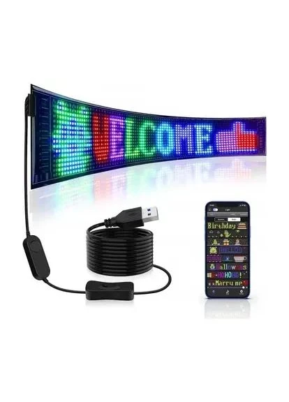 Гибкий экран LED Matrix Panel APP wifi rgb 120мм*595мм(16X96) ART-0567 Happy Home (387412292)