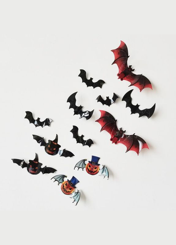 Летучие мыши на Хэллоуин 12 штук разноцветный Jannet (302820532)