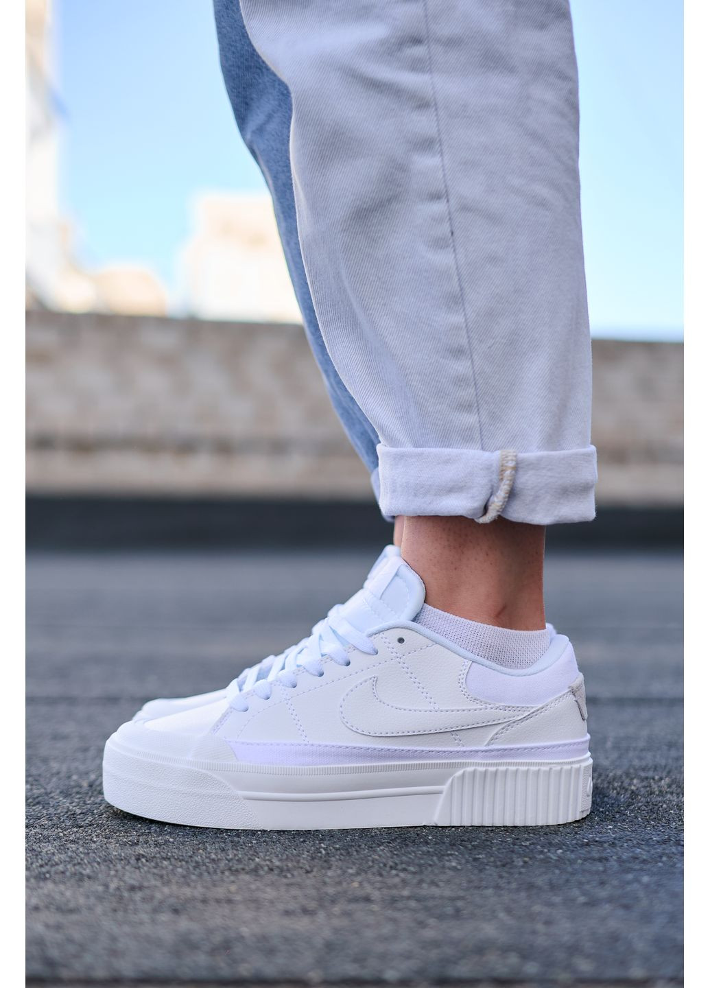 КРОСІВКИ ЖІНОЧІ NIKE COURT LEGACY WHITE НАЙК КОУРТ ЛЕГАСІ No Brand білі демісезони (367176507)