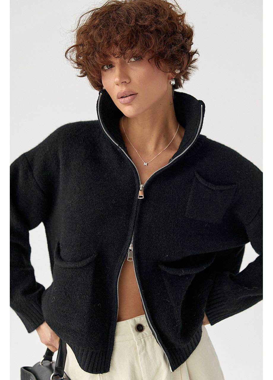 Черный зимний кардиган Lurex