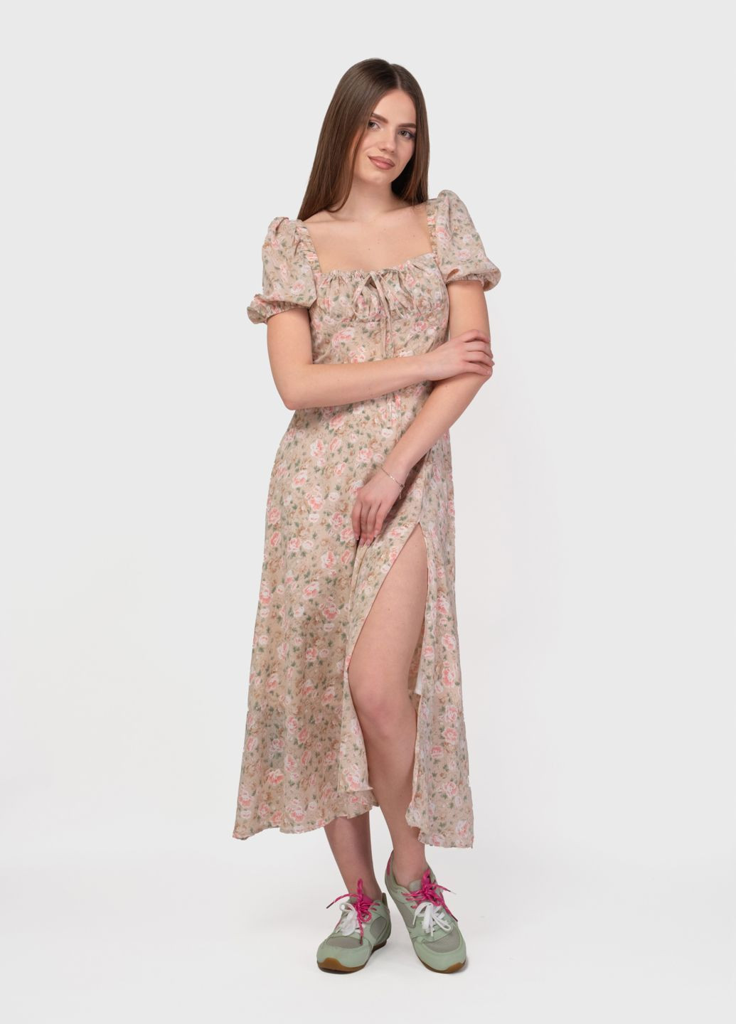 Бежевое кэжуал платье женское 345518 Power