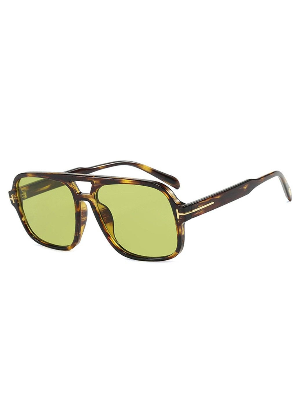 Окуляри сонцезахисні авіатор Smoke TF леопардові з зеленими лінзами No Brand (361678725)