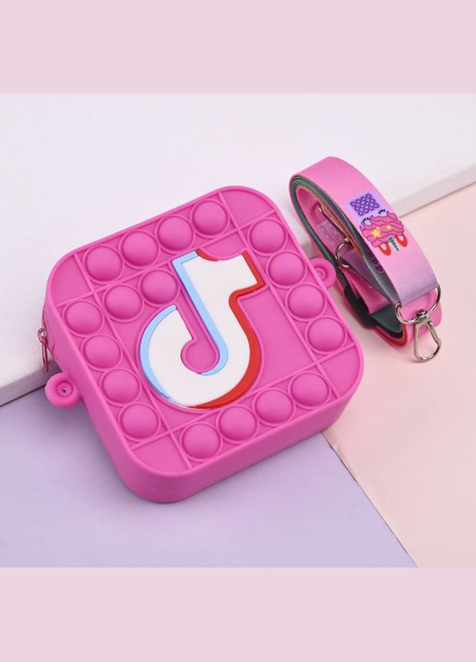 Детская силиконовая сумочка кошелек C4351 TikTok Малиновая Pop It (327216528)