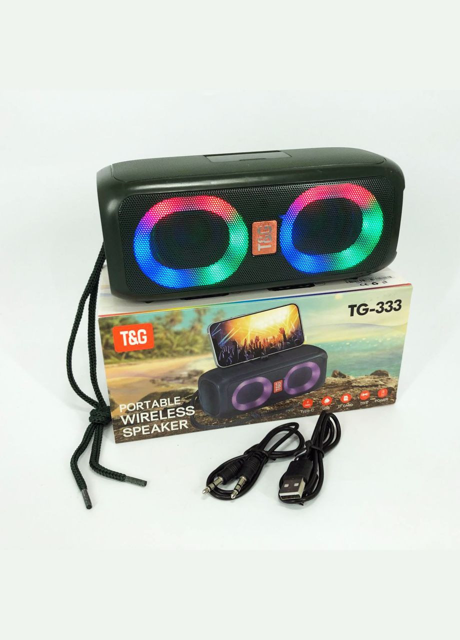 Портативная колонка TG333 2x5W с подсветкой RGB, аккумуляторная колонка для музыки. Цвет: зеленый No Brand (365751955)