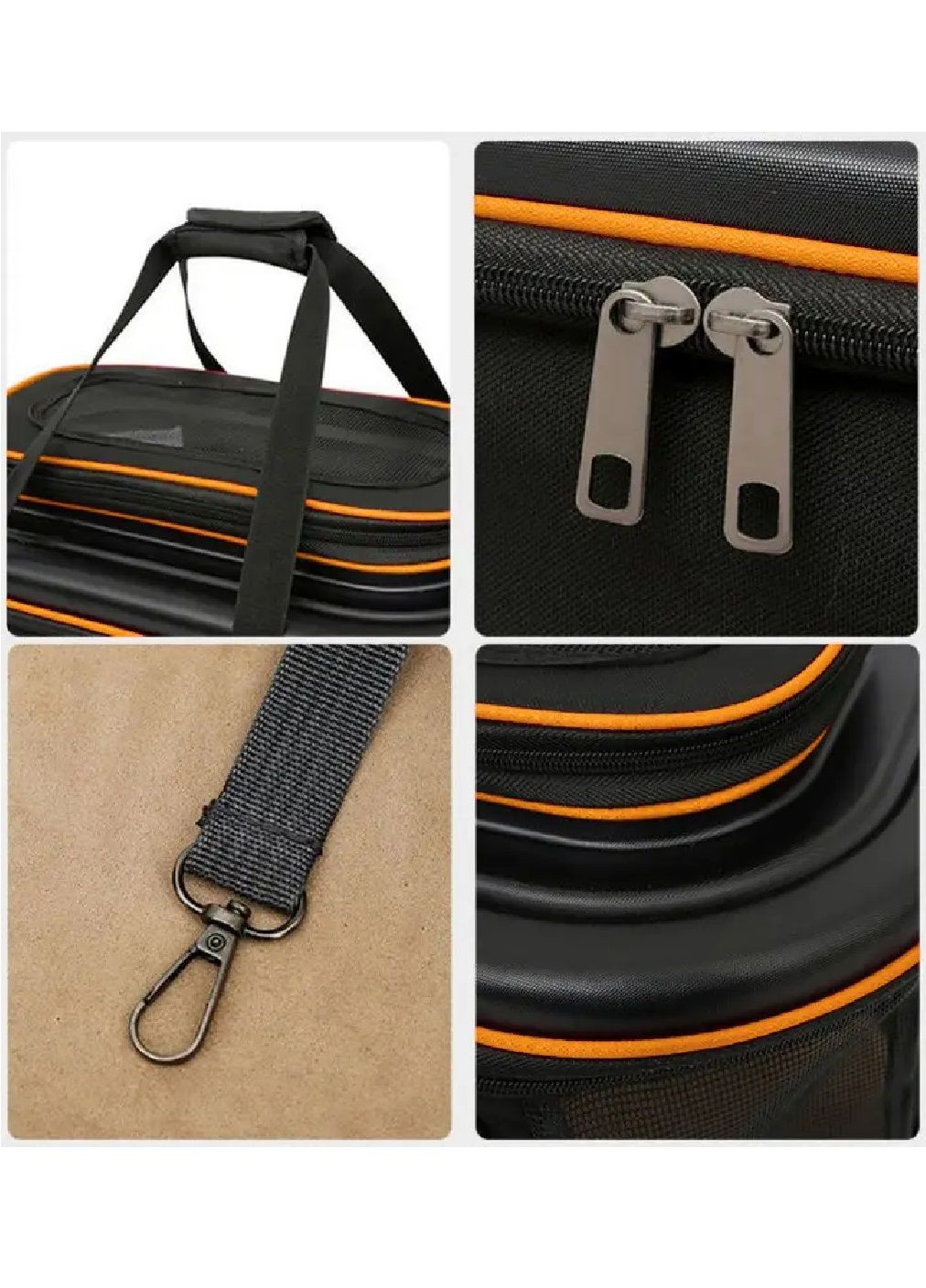 Сумка переноска з сітковими віконцями плечовим ременем для тварин собак котів 28х45х28 см (480835-Prob) Чорно-помаранчева Unbranded (345559569)