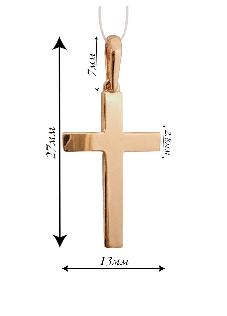 Золотий хрестик без розп’яття, червоне золото 585 проби 3010264101-1п SOVA jewelry house (365268273)