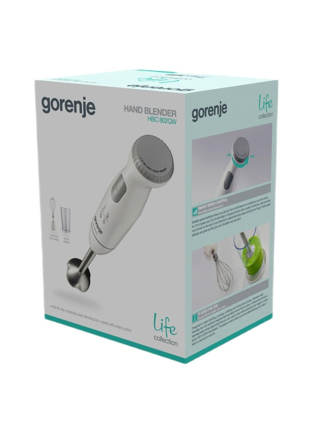 Блендер заглибний 800Вт, 3в1, чаша-500мл, подрібнювач, Gorenje (342113996)