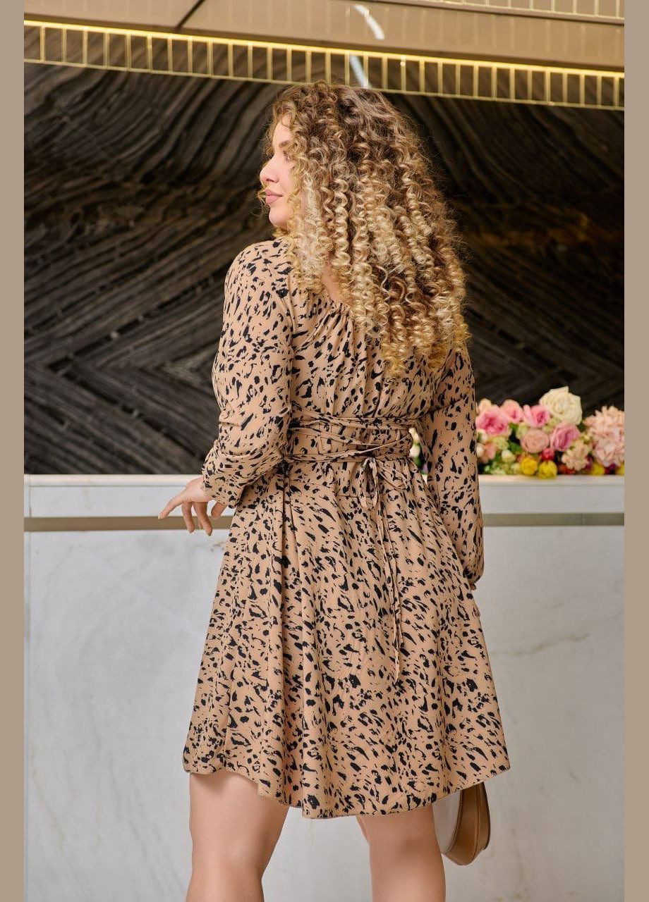 Бежевое повседневный, праздничный, вечернее платье Украина леопардовый