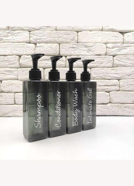 Набор дозаторов для ванной 250 мл "Ева" пластик (4 шт.) надпись англ. No Brand (298794663)