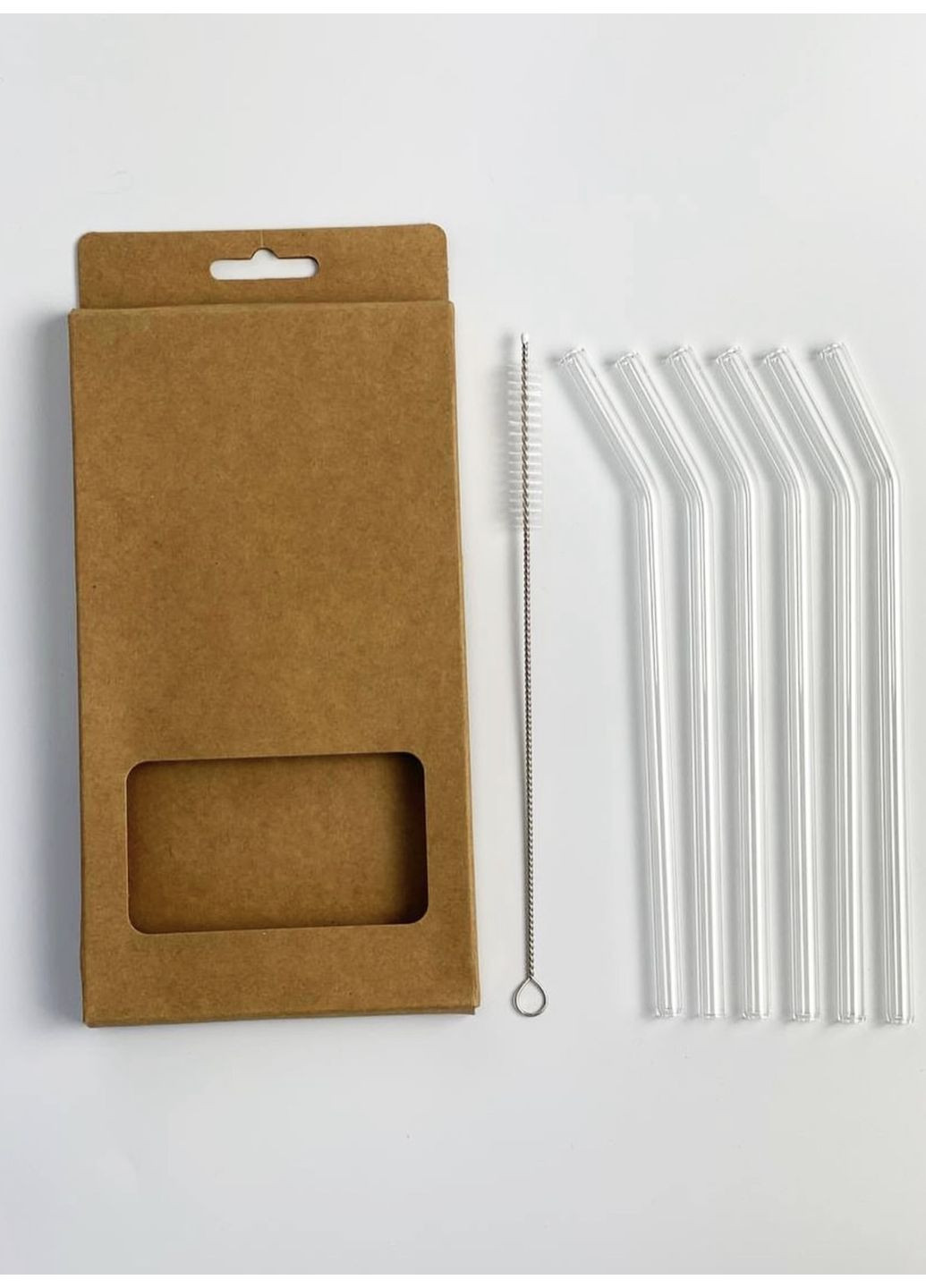 Набір 6 шт скляних трубочок + щіточка Home Decor (368559403)