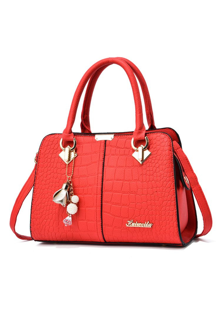 Жіноча сумка рептилія з перегородкою на блискавці та червоним брелком (sku_1458К) No Brand (330575858)