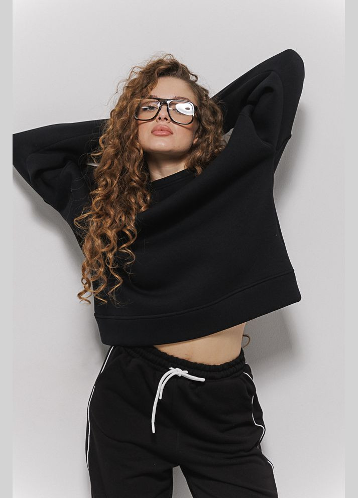 Черный женский утепленный свитшот серый oversize Arjen (304251346)