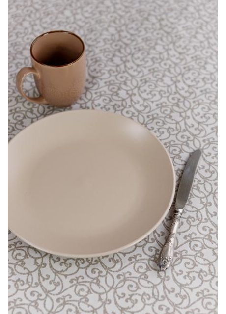 Скатертина водостійка кругла Simfoni 180 см Бежевий (8086) Прованс (361785157)