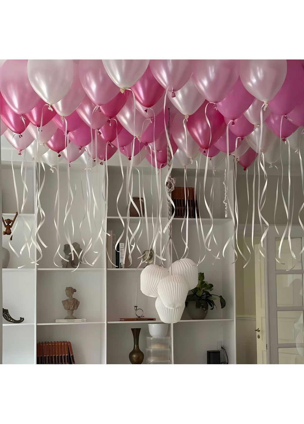 Набор 40 шаров под потолок Сияние грез Розовый и белый No Brand (370293819)