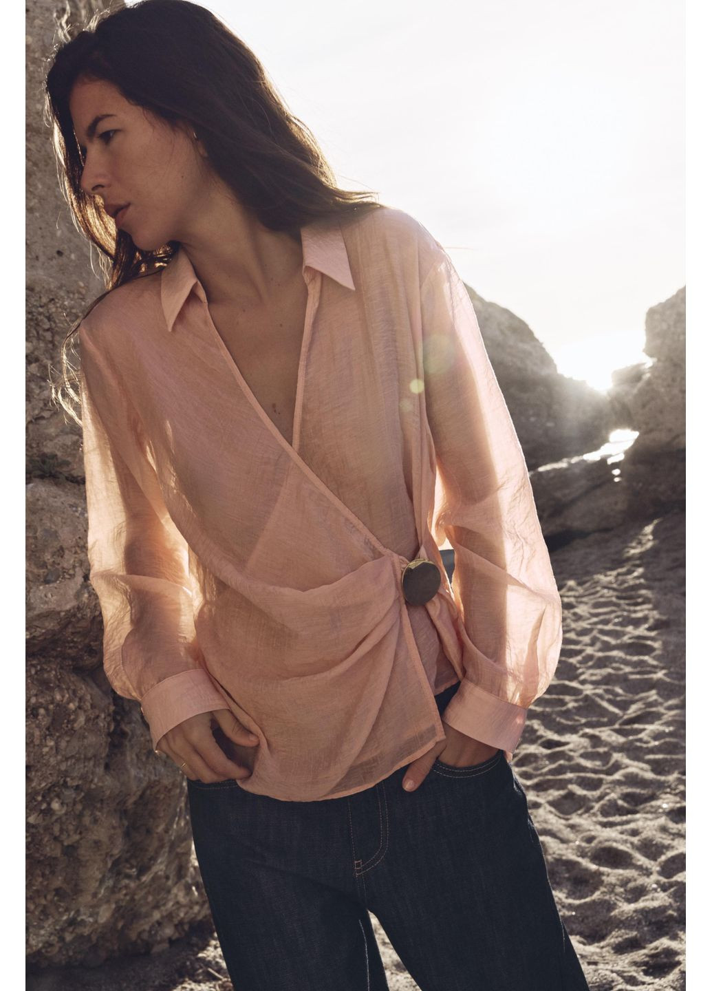 Сорочка із запахом із золотистою аплікацією Zara (354816922)