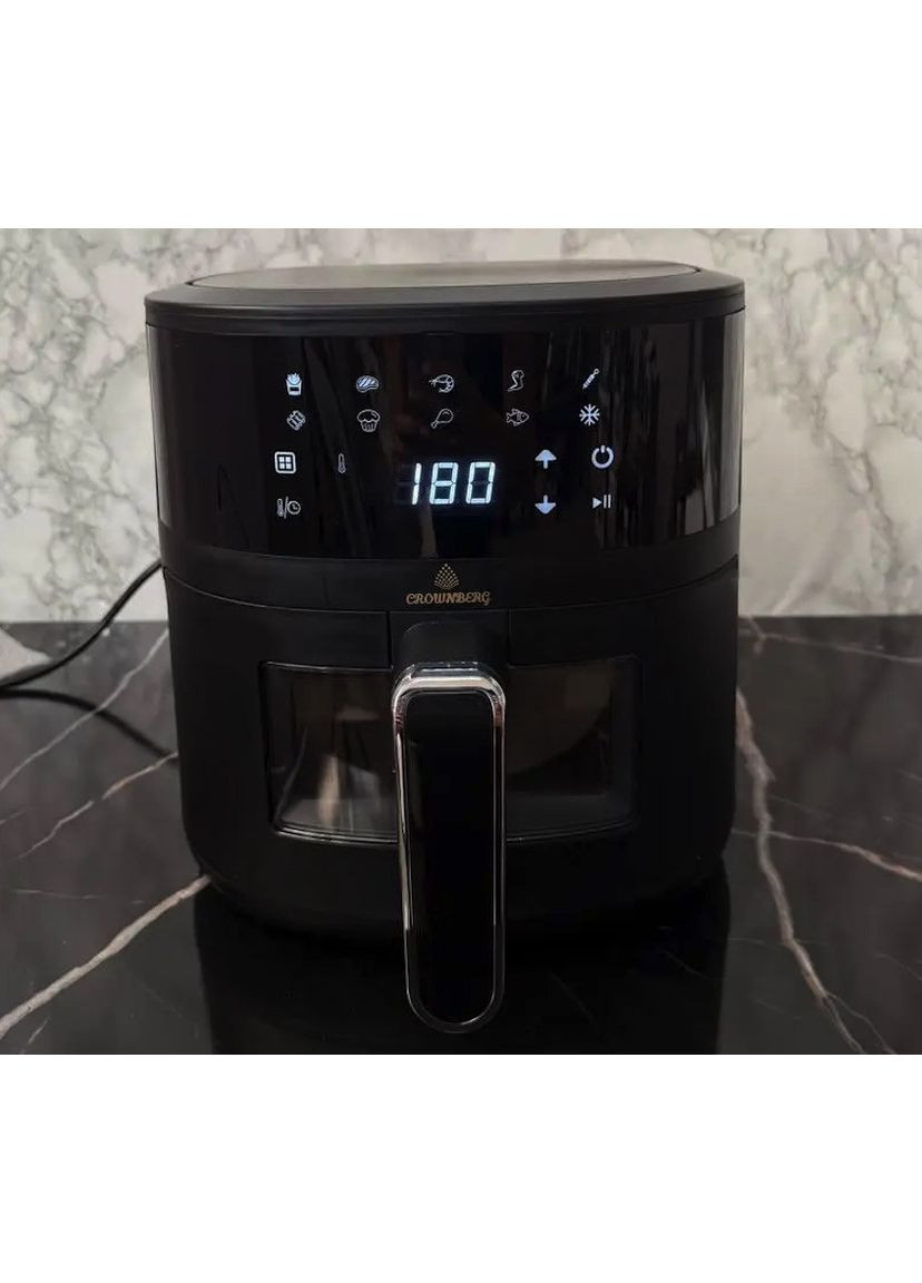 Аерофритниця безмасляна CB-5551 на 5л електричний аерогриль з сенсорним керуванням 2000Вт Чорний Crownberg (351361336)
