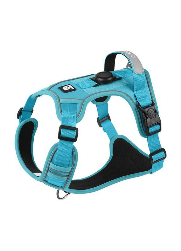 Шлея для собак Duomm Teg с держателем для GPS-трекера, светоотражающая регулируемая Синий, S No Brand (373444037)