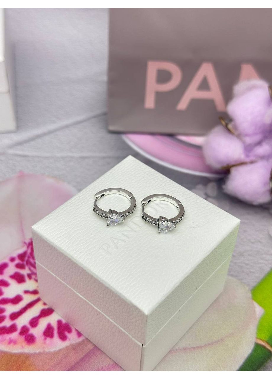 Срібні сережки "Сяюче серце" Pandora Пандора 293101C01 No Brand (363028383)