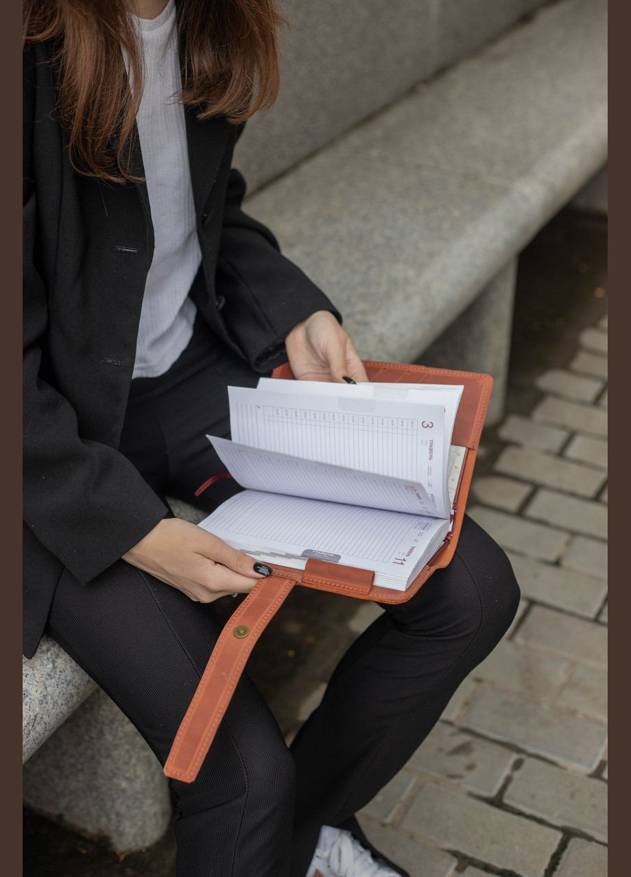 Кожаная обложка для блокнота А5 Дизайн №7, натуральная Винтажная кожа, цвет Коньяк Berty (299397097)