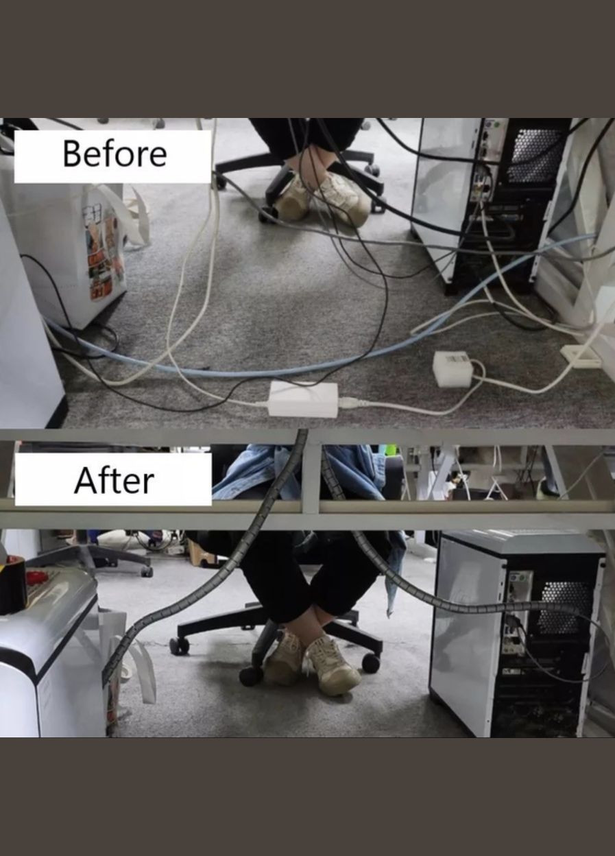 Органайзер кабеля фиксатор стяжка хомут держатель защита для проводов 2 м 10 мм Чёрный Lencent (340276248)